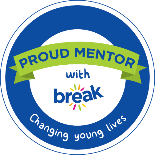Badge showing that Teresa is a mentor with Break charity